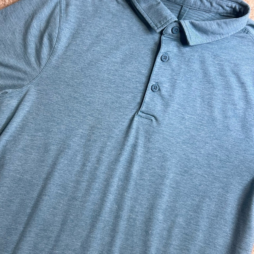 Lululemon Shirt Evolution Short Sleeve Golf Athletic Polo L‎ Blue Performance